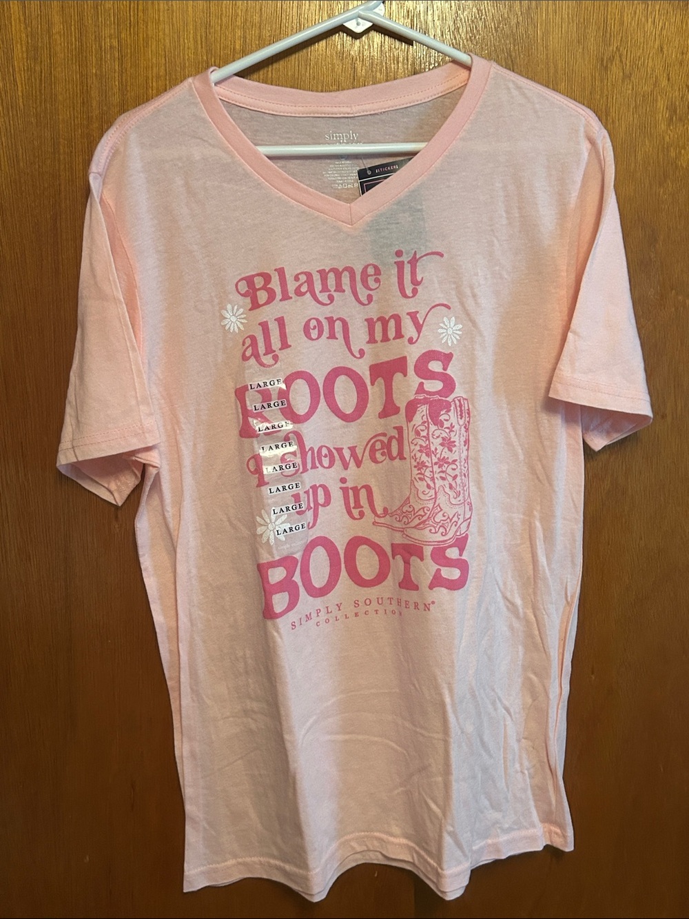 Simply Southern Light Pink Graphic Tee with Dark Pink Boot Print